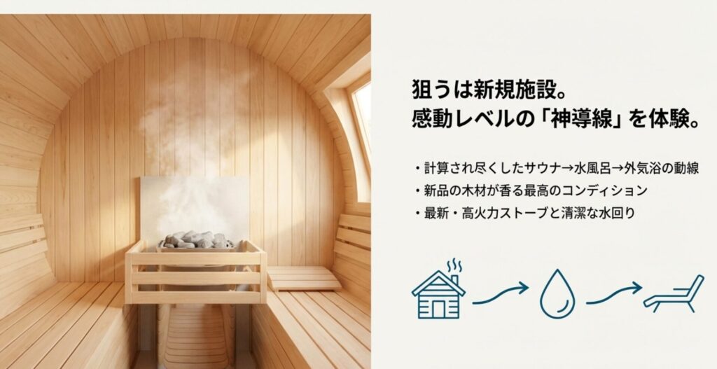 2025年オープンの淡路サウナグランピングMeriにおけるサウナから水風呂への動線解説