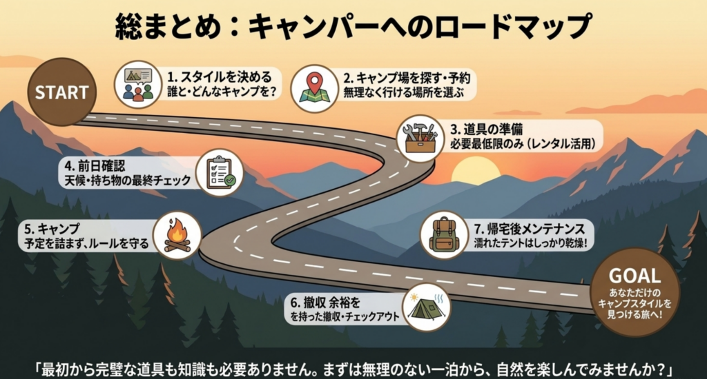 初心者がキャンプを始めるまでのロードマップ