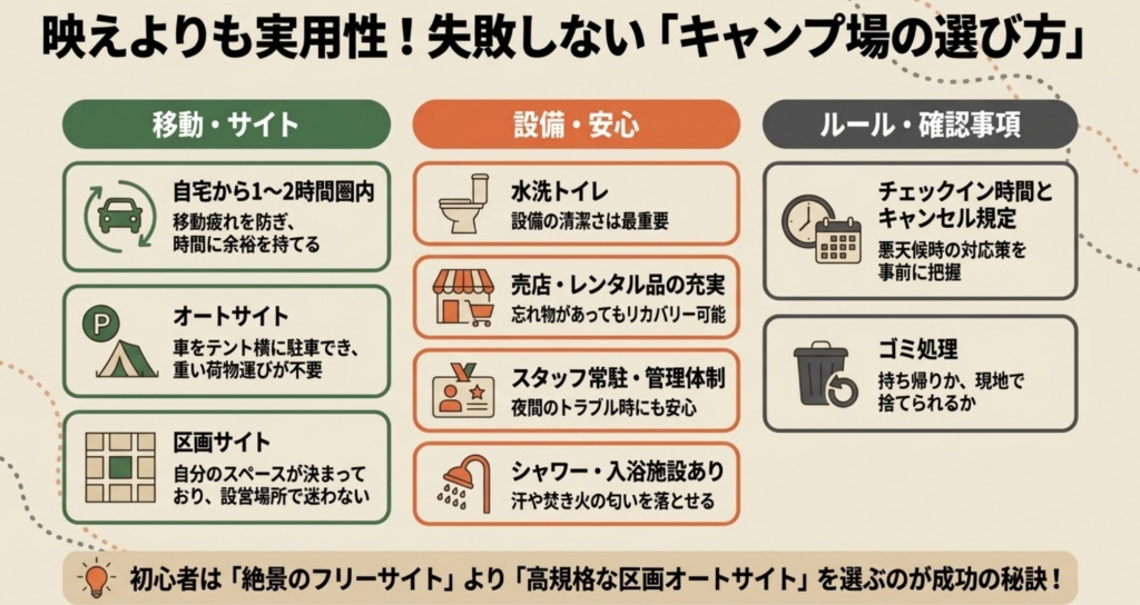初心者が失敗しにくいキャンプ場の選び方